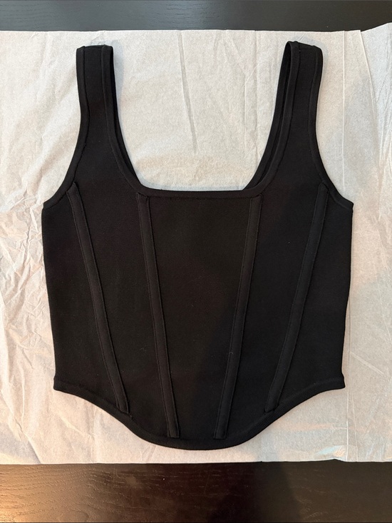 Express Tops - Express - Body Contour Black Structured Crop Corset Tank Top